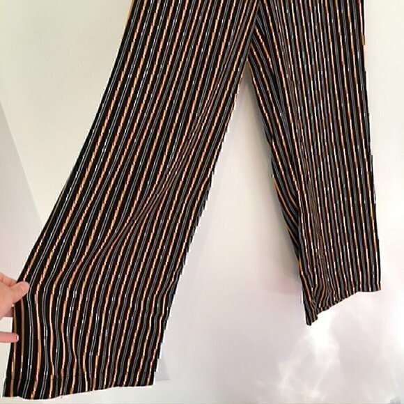 MUST HAVE FOREVER 21 Striped Paperbag Pants Black Mustard White Elastic Waist S - Picture 8 of 12